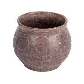 Creative Co-Op Debossed Stoneware Planter with Pattern and Reactive Glaze, Plum