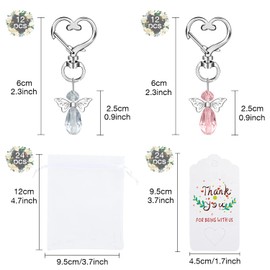QWOZUEO 24 Pcs Angel Favor Keychain Set, Angel Wings Pendant Keychain Wedding Gifts Baby Shower Favors, Guest Return Favors with Thank You Tag Organza Bags for Bridal Shower Birthday Baptism Party