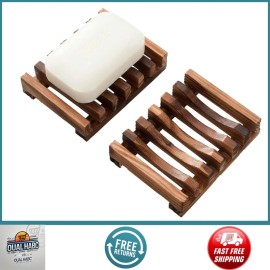 Vowupt 2PCS Wooden Soap Dish Self-Draining Holder Tray for Bathroom Shower Bar Soap