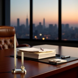 WLngtv Gold Metal Desk Pen Set with Stand, Round Holder Base, Office Signing Ballpoint Pen, for Wedding Office Ballpoint Set Attached Base Desk Writing Supplies