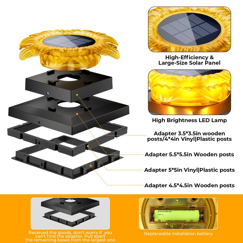 Viewsun 2 Pack Solar Post Cap Lights Outdoor，Fence Solar Powered