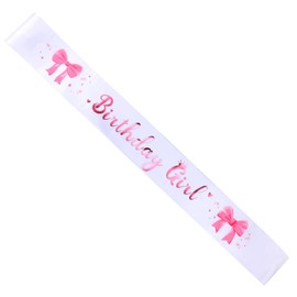 BOXOB Hot Pink Bow Birthday Girl Sash, Satin Cowgirl Sash for Women & Girls, Sweet Princess Queen Birthday Sash for Any Birthday Decorations Party Favors Supplies Accessories (Hot Pink, White)