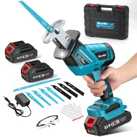 Seesii Reciprocating Saw Cordless, Sawzall Cordless with 2 x 4.0Ah Batteries, 3500 RPM Brushless Motor, LED Light, 8 Saw Blades Portable Reciprocating Saw for Wood PVC Cutting (Blue)