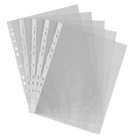 50 Pcs A4 Plastic Punched Punch Pockets 30 Micron for Folders Filing Wallets Sleeves