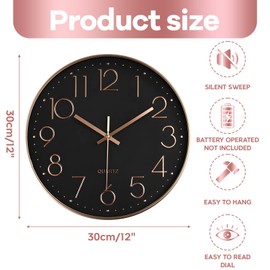Delgeo Modern Wall Clock Decoration Non-Ticking Wall Clock for Decorative Home/Office/Kitchen