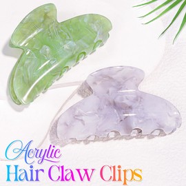 BARTOSI Acrylic Hair Claw Clips Green Medium Claw Clips Cute Hair Clip Fancy Hair Accessories for Women and Girls (Pack of 2)