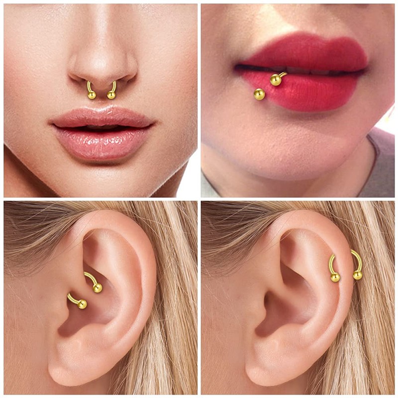 vcmart 6-8 Lip Piercing Horseshoe Nose Septum Lip Helix Rings