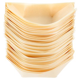 Healvian Pack of 50 Finger Food Bowls Sushi Boat Bowls Wooden Snack Bowl Wooden Snack Container Disposable Bowls Boats Snack Bowls Wooden Bowl Snack Container