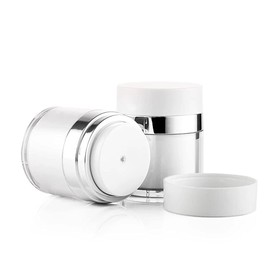 Furnido Furnido 2 Pack 1.7 oz Refillable Airless Pump Jars With Lid, Empty Acrylic Makeup Cosmetic Containers for Thick Moisturizer, Travel Lotion, Skincare, Cream,White