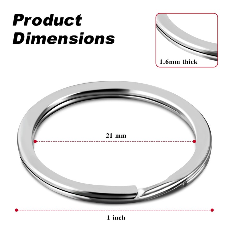 Rainspire 1 Inch/25mm Heavy Duty Key Rings, Stainless Steel Key