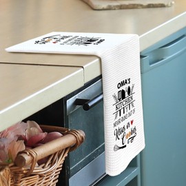 shiviody Oma Gifts Kitchen Towels - Grandmother Christmas Dish Towels, Grandma Birthday Gifts from Grandkids Decorative Absorbent Dishcloths Hand Towel for Kitchen Decor 16x24 Inches