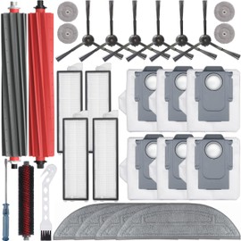 Bluearks 27Pcs Accessories Kit,Compatible with Roborock S8 MaxV Ultra Robot Vacuum,1 Self-Main Brush Brush,2 Roller Brush,4 Small Mop,4 Mop Pads,4 Hepa Filters,6 Side Brush,6 Vacuum Bags