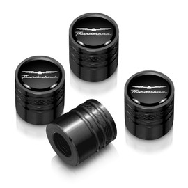 iPick Image for Ford Thunderbird in Black on Black Aluminum Cylinder-Style Tire Valve Stem Caps