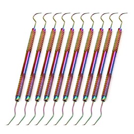 OdontoMed2011 Set of 10 Pieces Multi Titanium Rainbow Color Double Ended Explorer Probe No.5 Stainless Steel Dental Instruments
