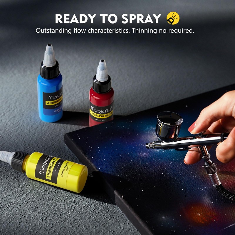 Magicfly Acrylic Paint Airbrush Paints, 16 x 30 ml Airbrush