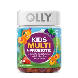 OLLY Kids Multivitamin & Probiotic Gummy, Digestive Support, Vitamins A, D, C, E, B, Zinc, Chewable Supplement, Berry Flavored, 50 Day Supply - 100 Co
