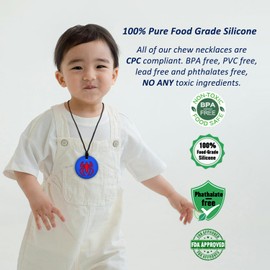 Chew Necklaces for Sensory Kids Boys, 6 Pack Chewy Necklace Sensory Toys for Kids with Autism, ADHD, SPD, Silicone Adult Chew Toys Teething Necklace Reduce Chewing Biting Fidgeting