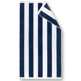 Beachland Luxury Large Beach Towel 34 x 64 inch - Extra Soft Cabana Stripe Hotel and Resort Style - Terry Velour Yarn Dyed 100% Cotton (Navy, 1 Towel)