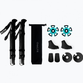 1 set of 2 folding 5-stage carbon straight hiking sticks AST-236 Carbon stick-black 130cm (2 pieces per set)