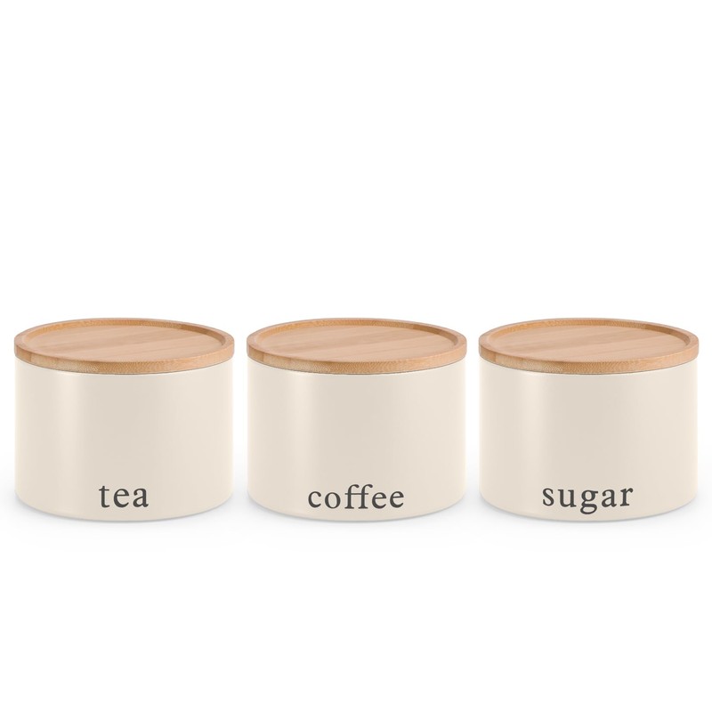 EHC Tea, Coffee, Sugar, Canister Set, Set of 3 Stackable
