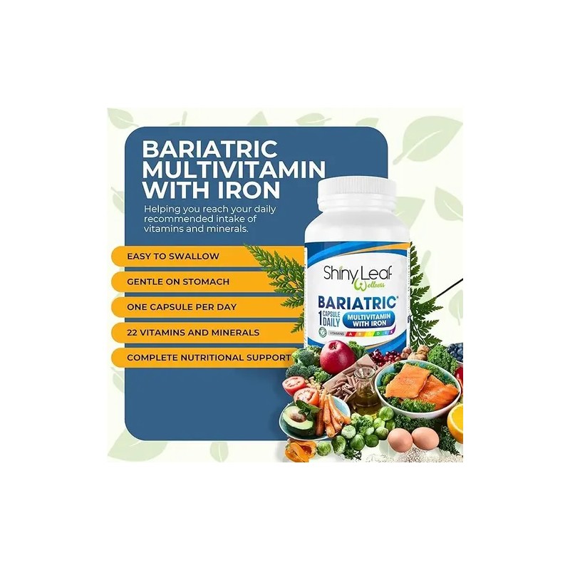 Multivitamínico Shiny Leaf Bariatrico Cirugía con Hierro 90 Cápsulas