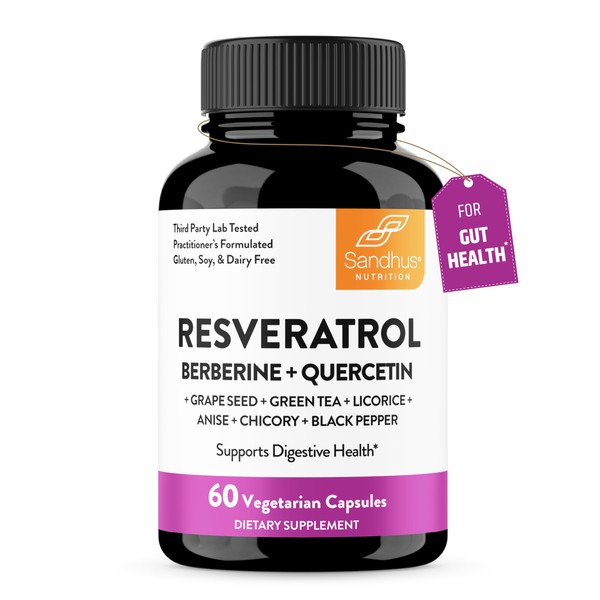 Sandhu's Resveratrol with Berberine for Gut Health | Digestive Supplement