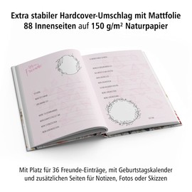itenga Friendship Book Butterfly My Friends DIN A5 88 Pages for Girls to Fill in for School Students Friends
