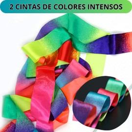 Gydery 4 x 2M Long Rhythmic Gymnastics Dance Ribbon with Rotating Wand 2 Colorful Models Artistic Rhythmic Gymnastics Gifts and Party Gifts