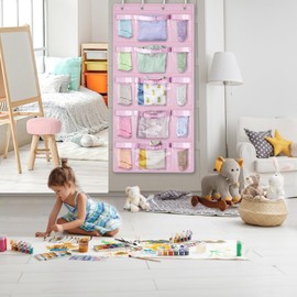 VERONLY Weekly Hanging Closet Organizer for Kids,Day of Week Kids Clothes Organizer,School Clothing Storage Monday to Friday Hanging Closet Organizer Shelves for Bedroom,Bathroom,Dorm (Pink)