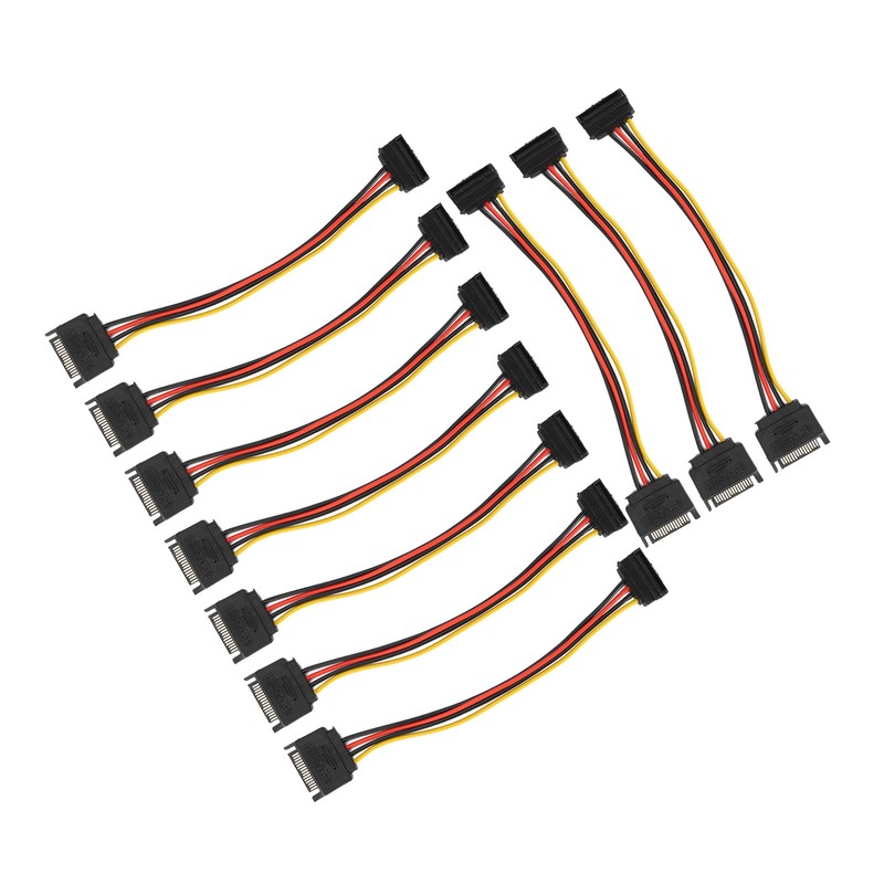 10 Pack SATA Cables 15 Pin 90 Degree Male to