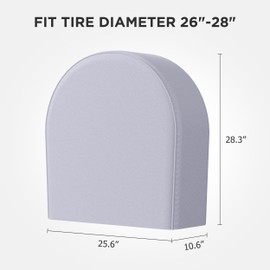 eletecpro RV Tire Covers Set of 4 with Waterproof Coating and Heavy Duty 600D Oxford, Windproof Tire Accessories for Trailer, Truck and Camper, Fits Tire Diameters 26-28.75 Inches, Gray
