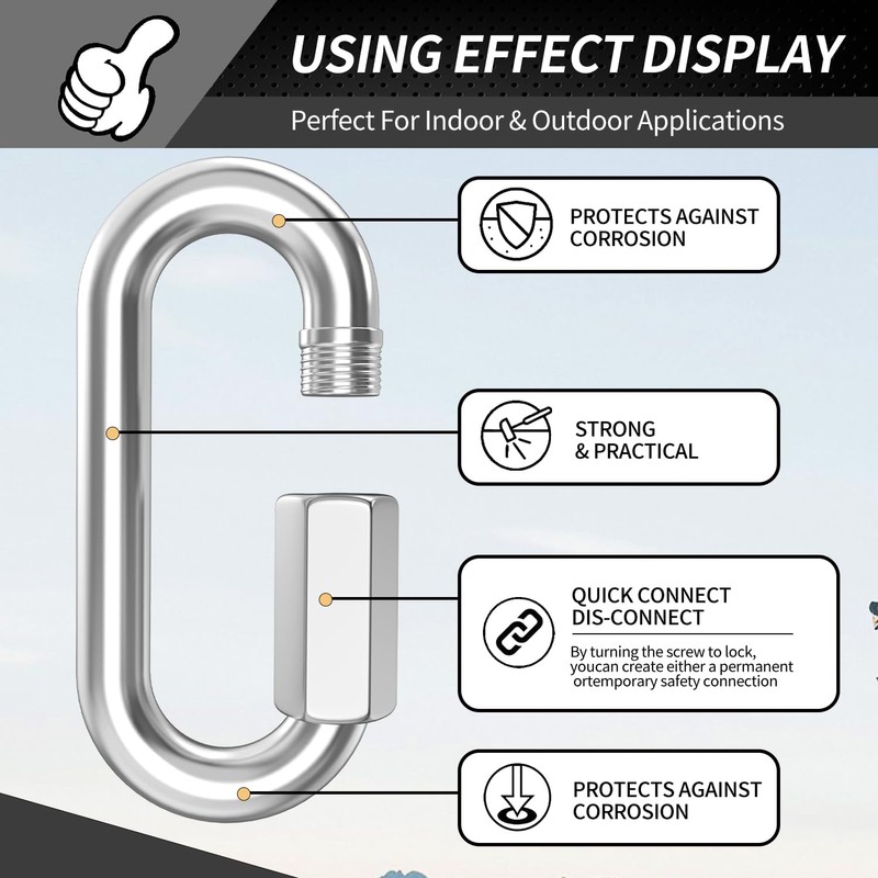 15 Pack Heavy-Duty Chain Hooks Quick Links - 304 Stainless