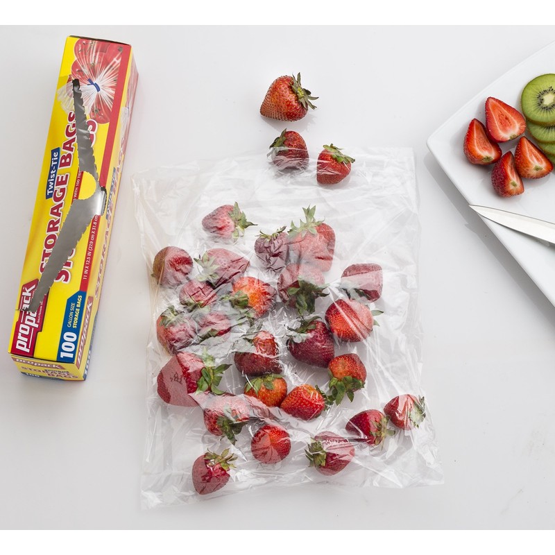 1 Gallon Twist Tie Storage Bags, Clear Plastic Food, 400