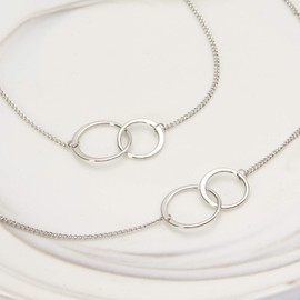Dear Ava Unbiological Mom Gift Necklace: Present for Bonus Mom, Other Mother, Adopted Mom (Set of 2 - Infinity Circles, Silver)