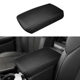 DEYTOP Center Console Cover for Jeep Grand Cherokee 2026 2022-2025 & Grand Cherokee L 2021-2026 Accessories Car Armrest Cover Anti-Scratch Leather Armrest Protector (Carbon Fiber with White Stitches)