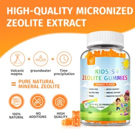 (2 Pack) Zeolite Gummies for Kids, Pure Natural Zeolite Clinoptilolite, Adults & Kids Heavy Metals, Focus, Gut & Immune Support - Vegan, No Additives - Orange Flavor - 60 Gummies