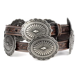 ARIAT Women's Tooled Leather Concho Belt, Tan, Small