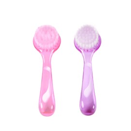 YAFIYGI 2 Pcs Face Brushes for Cleansing Set Small Manual Exfoliating Brushes for Cleaning Face Spa & Makeup Removal Charcoal Infused Scrubbing Brushes Ideal for Exfoliation & Skincare Pink and Purple