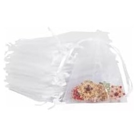 Nivofu 100 Piezas Bolsas de Organza 7x9CM, Mini Bolsas de Regalo con Cordón, Bolsas de Dulces para Boda, Fiesta, Cumpleaños, Navidad, Joyería, Caramelos, Auriculares, Recuerdos y Souvenirs (Blanco)