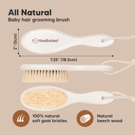 Baby Hair Brush - Baby Brush with Soft Goat Bristles, Cradle Cap Brush, Perfect Scalp Grooming Product for Infant, Toddler, Kids, Newborns, Baby Girls, Boys (Vanilla, Oval)
