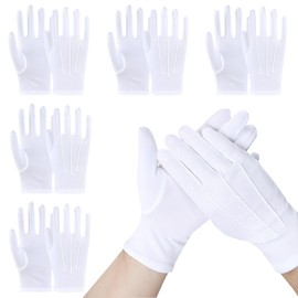 NiCola 6 Pairs White Cotton Gloves, Stitched White Gloves, Sewn White Gloves for Men Women, Soft Gloves for Handling Wedding Dresses, Jewellery Inspections, Daily Work