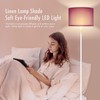 Modern White Floor Lamp with Purple Lampshade, 59" Tall, Foot