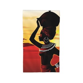 African Women Bathroom Towels Absorbent Compact Beach Towel Soft Fingertip Towels for Shower Swim Pool Beach Spa Gym Yoga Travel 27.5x16 in