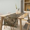 Forest Camouflage Table Runner, Camo Conifer Oak Branches Leaves Military