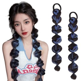 Hair Extension, Braid Wig, Set of 2, Easy to Install, Color Extension, Braided Hair and Ponytail, Twin Tail, Dual Tail, Natural, Stylish, Easy to Put on and Take Off, Girls, Ladies, Recitals, Events,