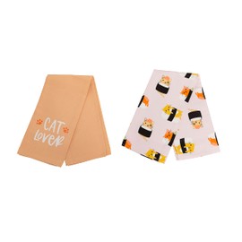 Pearhead Sushi Cats Dish Towels, Set of 2, Cat Lover Kitchen Linen Set, Sushi Tea Towels, Trendy Home Décor, Cat Owner Must Have Accessories