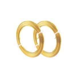 YINKE Flat Aluminum Wire, 2 Rolls, 32.8 ft (10 m) Wide, 0.1 inch (3 mm), Gold Color, Flat Wire, Bending Line, Jewelry Making, Crafts, Auxiliary Materials, Crafts (5 m/roll)