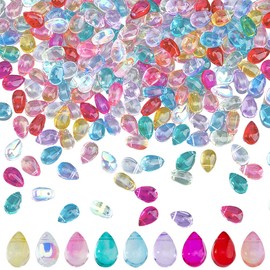 HOBBIESAY 200Pcs Teardrop Glass Beads 9x6x5mm Transparent Water Drop Crystal Glass Beads Random Mixed Czech Glass Beads Mixed Color Beads Charm for DIY Jewelry Making Craft,Hole: 1mm