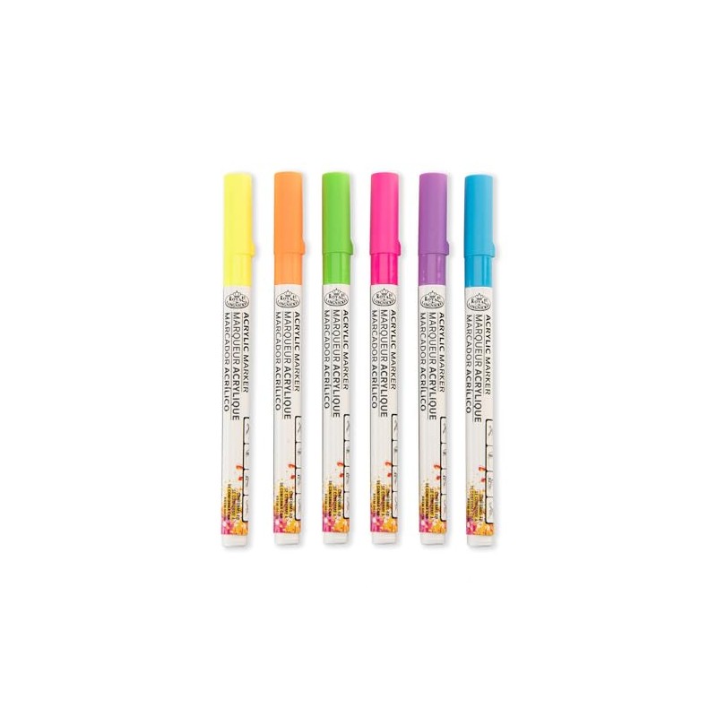 Royal & Langnickel 6pc ARTIST ACRYLIC PAINT MARKERS 1.2MM NEON