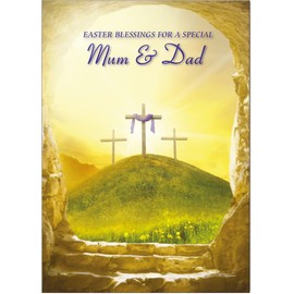 Mum & Dad Religious Easter Card - Christian Easter Card - A5 Size with Envelope